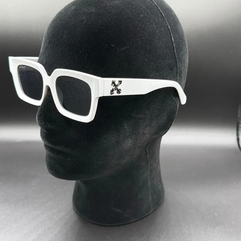 Off-White White Square Sunglasses Black Arrow Logo Unisex Box Pouch Cloth